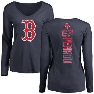 Women's Boston Red Sox Zach Penrod Navy Backer Slim Fit Long Sleeve T-Shirt